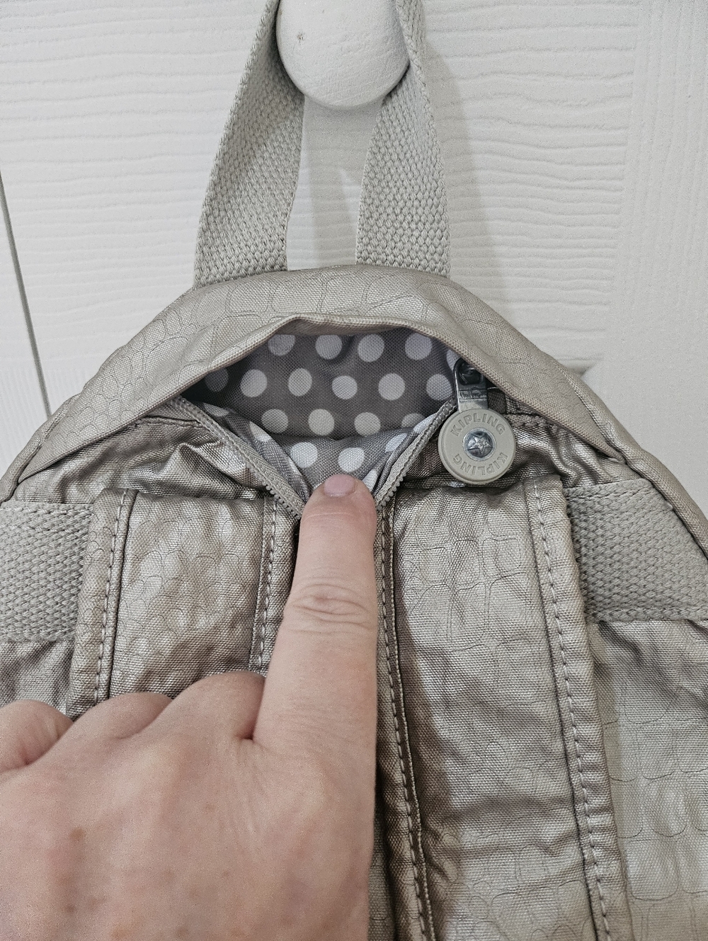Kipling Backpack In Silver/Gray - Picture 3 of 11